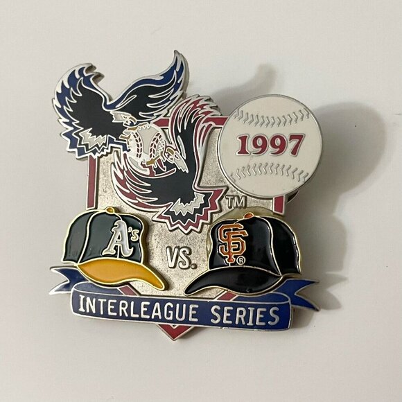 Vtg 1997 Oakland A vs San Francisco Giants Interleague Series MLB Baseball Pin - Picture 8 of 8